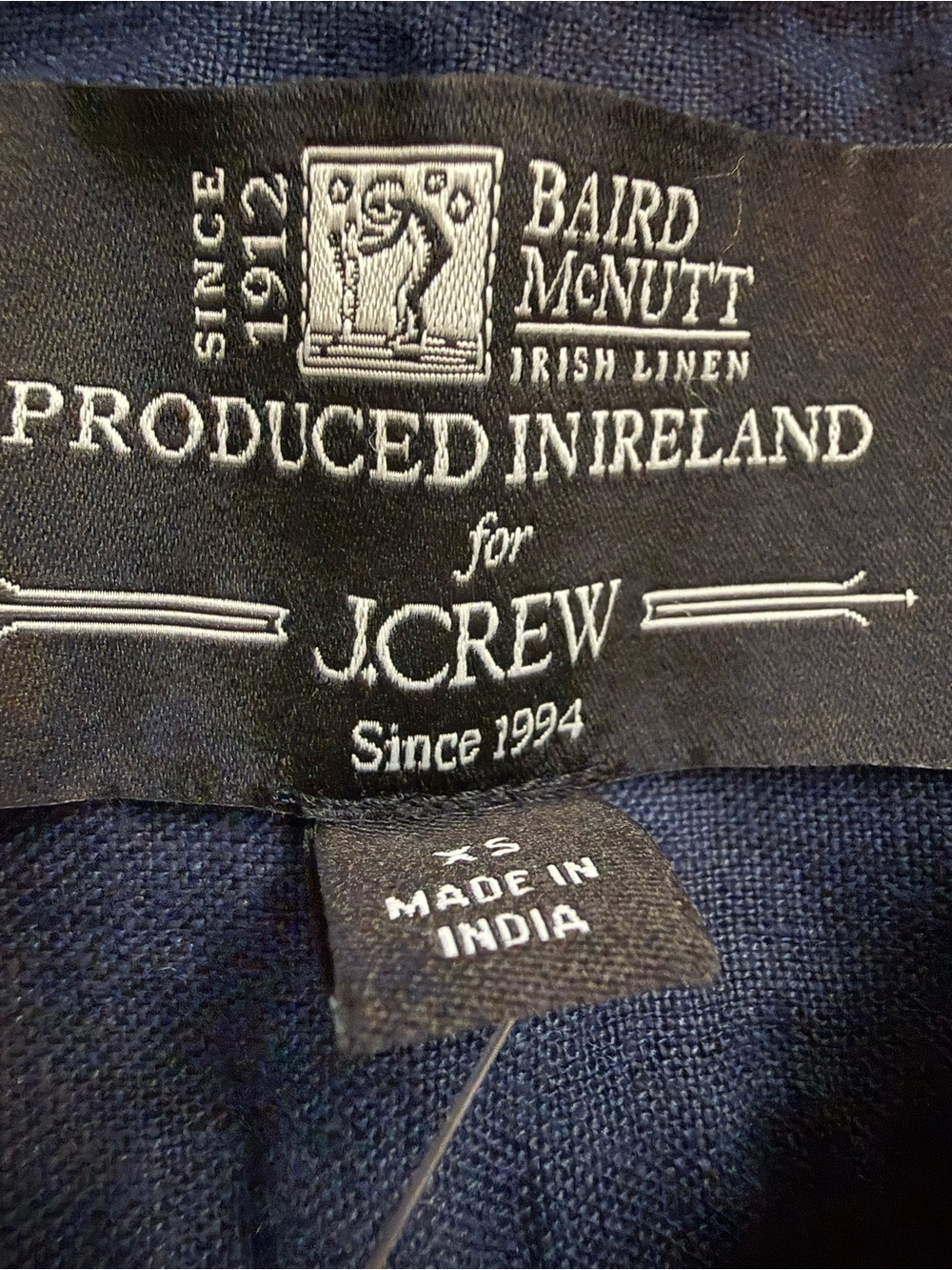 NWT J.Crew Baird McNutt Irish Linen Navy Popover Top XS Collared - Picture 8 of 10